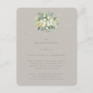 Greige Snowberry+Eucalyptus Wedding Probe Begleitkarte