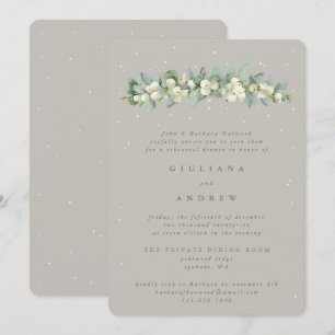 Greige Snowberry+Eucalyptus Wedding Probe Einladung