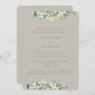 Greige Snowberry+Eucalyptus Wedding Probe Einladung