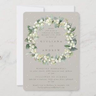 Greige Snowberry+Eucalyptus Wedding Probe Einladung