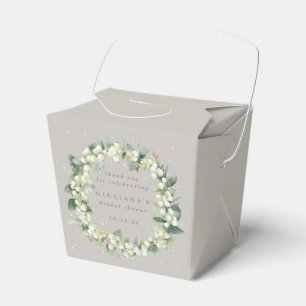 Greige Snowberry+Eucalyptus Winter Brautparty Geschenkschachtel