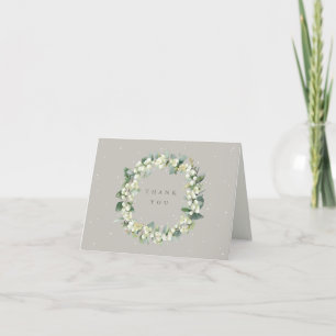 Greige Snowberry+Eucalyptus Wreath Wedding Note Dankeskarte