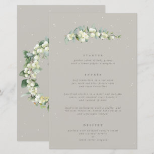 Greige Snowberry+Eukalyptus 3 Course Wedding Menu