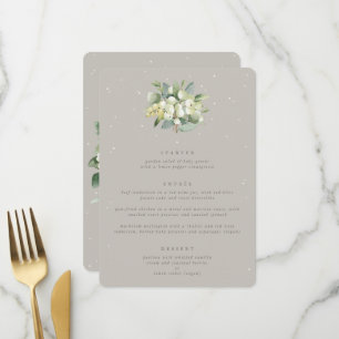 Greige Snowberry+Eukalyptus 3 Kurs Hochzeit Menükarte