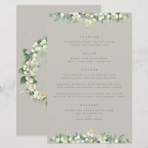 Greige Snowberry+Eukalyptus 4 Course Wedding Menu