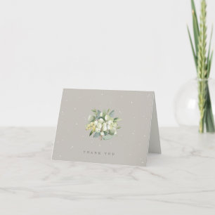 Greige Snowberry+Eukalyptus Wedding Note Dankeskarte