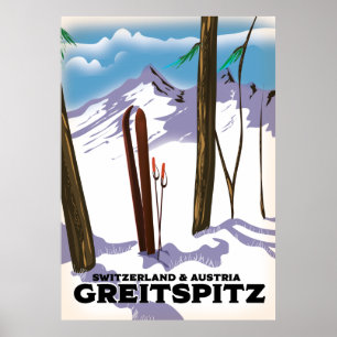 Greitspitz Schweiz & Österreich Ski Plakat