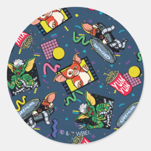 Gremlins™ 80er Retrowave Muster Runder Aufkleber