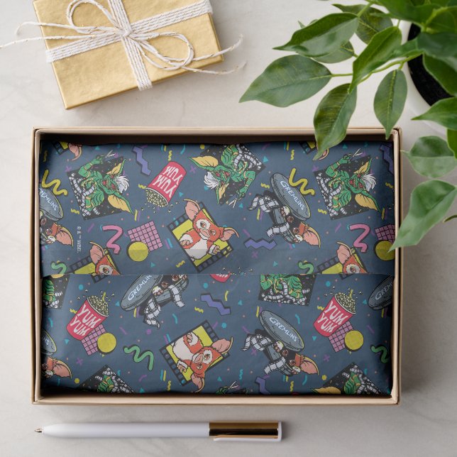 Gremlins™ 80er Retrowave-Muster Seidenpapier (Geschenk)