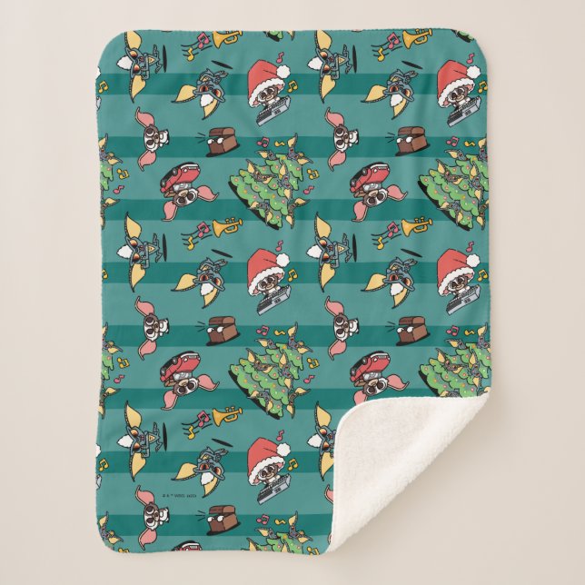Gremlins | Niedliches Comic Weihnachtsmuster Sherpadecke (Vorderseite)