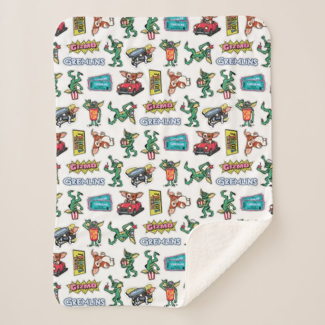 Gremlins™ Sticker-Spaß-Muster Sherpadecke (Vorderseite)