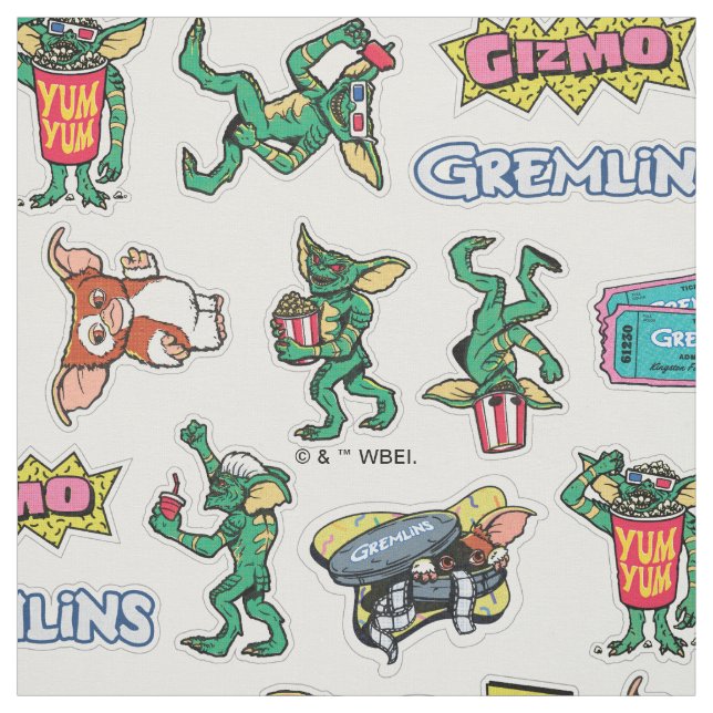 Gremlins™ Sticker-Spaß-Muster Stoff (Muster)