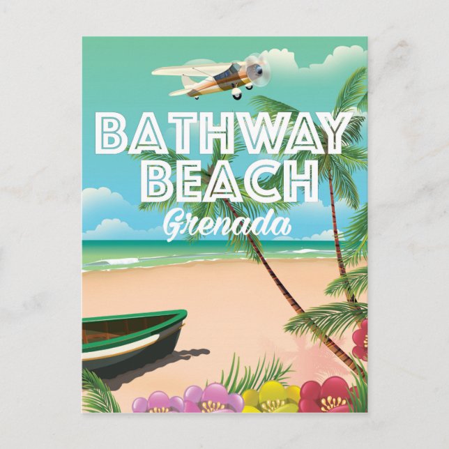 Grenada Bathway Beach Travel Poster Postkarte (Vorderseite)