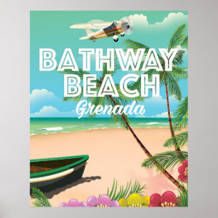Grenada Bathway Strand Reiseplakat Poster