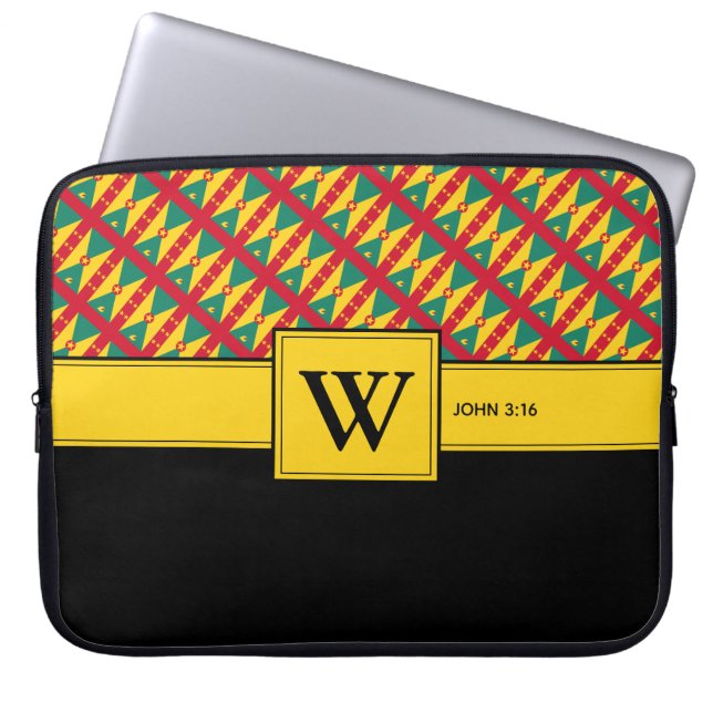 GRENADA Custom Monogram Christlich Laptop Laptopschutzhülle (Vorderseite)