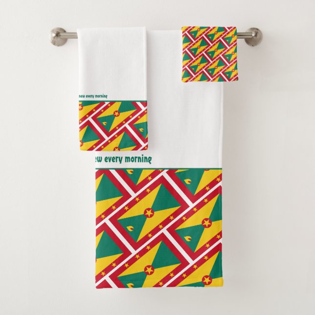 GRENADA FLAG Personalisierte Schrift WEISS Badhandtuch Set (Insitu)