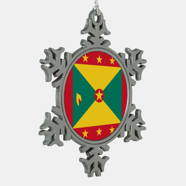 Grenada-Flagge Schneeflocken Zinn-Ornament (Links)