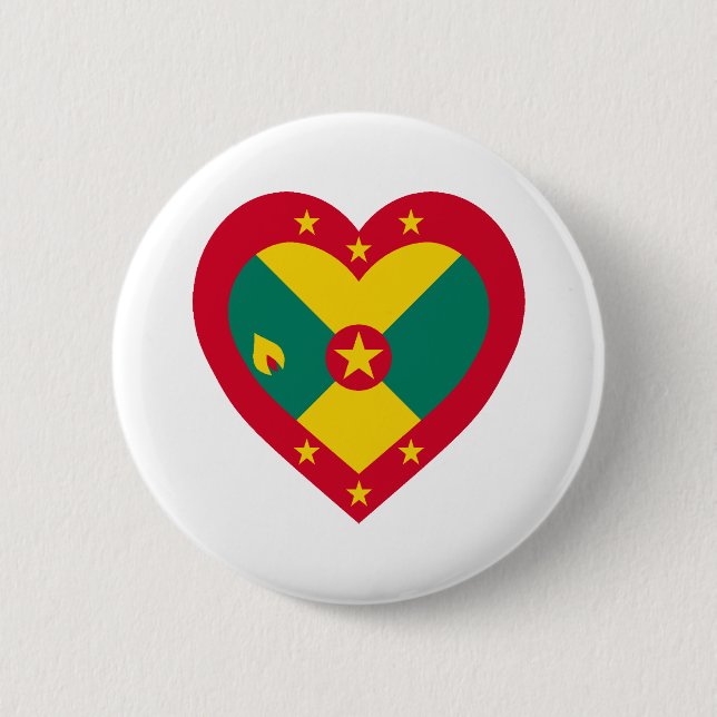 Grenada-Flaggen-Herz Button (Vorderseite)