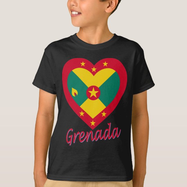 Grenada-Flaggen-Herz T-Shirt (Vorderseite)