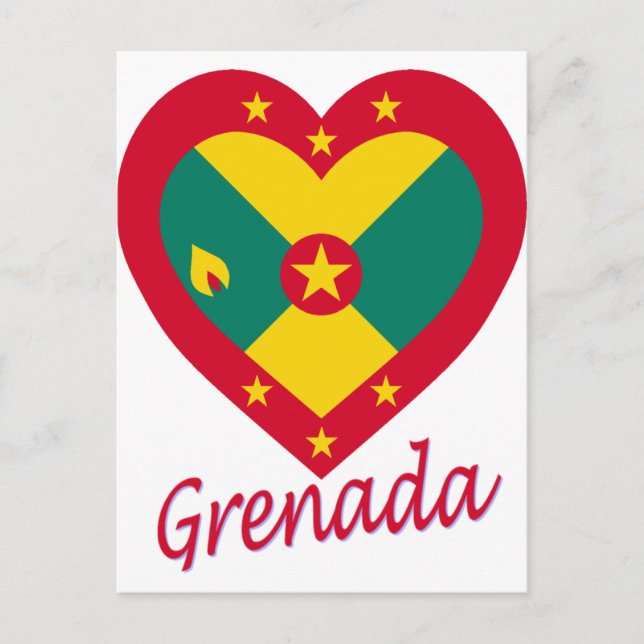 Grenada Flaggenherz Postkarte (Vorderseite)