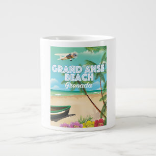 Grenada Grand Anse Beach Travel Poster Jumbo-Tasse