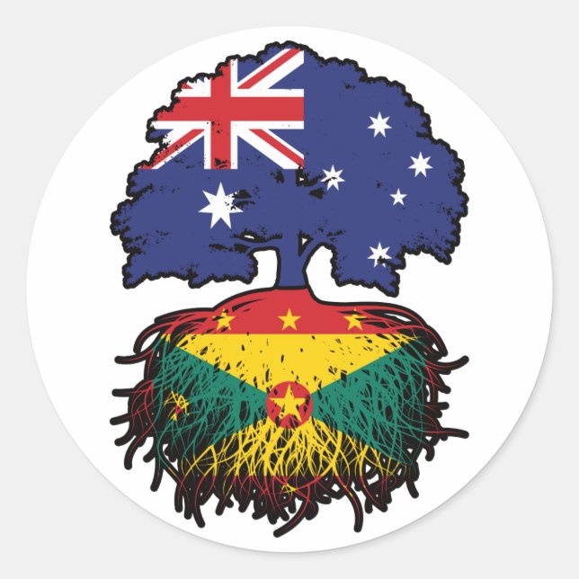 Grenada Grenadian Australian Australia Tree Roots Runder Aufkleber (Vorderseite)