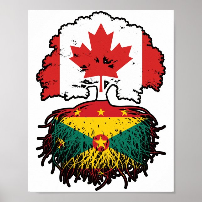 Grenada Grenadian Canadian Tree Roots Flag Poster (Vorne)