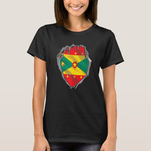 Grenada Heart Cutout With Grenadian Flag On Grenad T-Shirt (Vorderseite)