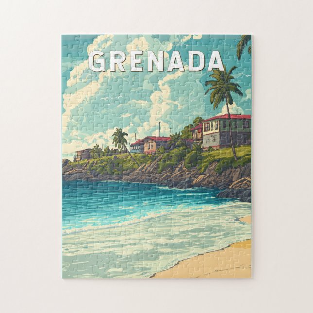 Grenada Illustration Travel Art Vintag (Vertikal)