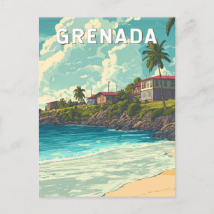 Grenada Illustration Travel Art Vintag Postkarte