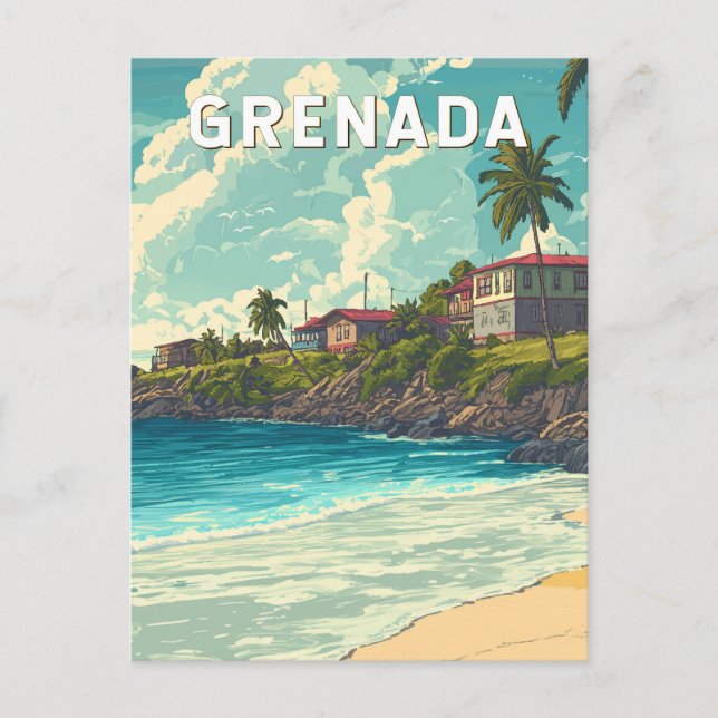 Grenada Illustration Travel Art Vintag Postkarte (Vorderseite)