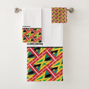 GRENADA JAMAICA FLAG Gewohnte Schrift WEISS Badhandtuch Set