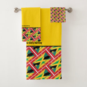 GRENADA JAMAICA FLAG PASSENDE ScripturGELBE Badhandtuch Set