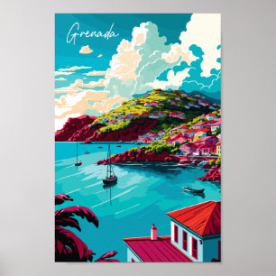 Grenada Karibik Vintage Illustration Poster
