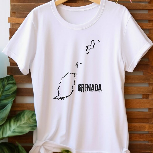 Grenada Landkarte Kontur Grenadische Grenze T-Shirt (Von Creator hochgeladen)