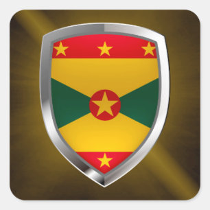 Grenada Mettalic Emblem Quadratischer Aufkleber