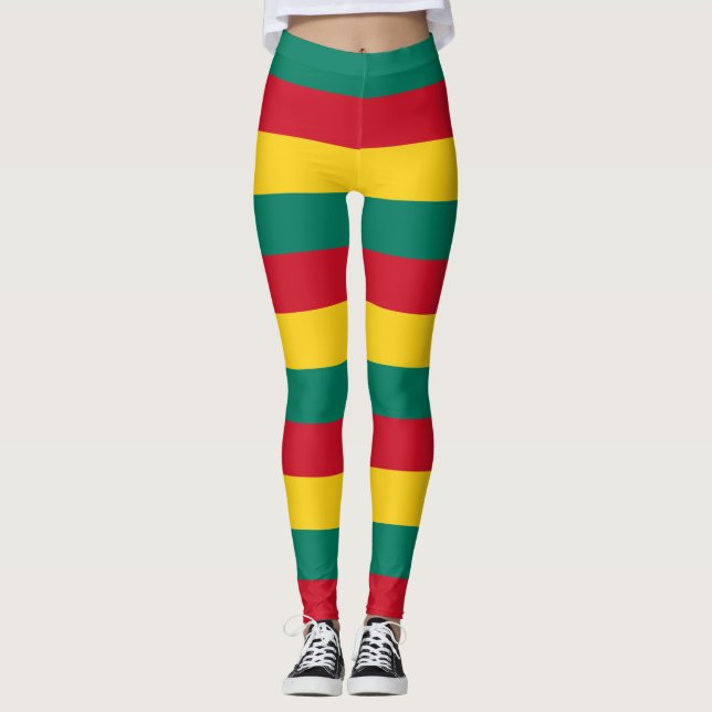 Grenada National Flag Colors Horizontal gestreift Leggings (Vorderseite)