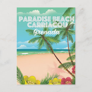 Grenada Paradiesstrand Carriacou Reiseposter Postkarte