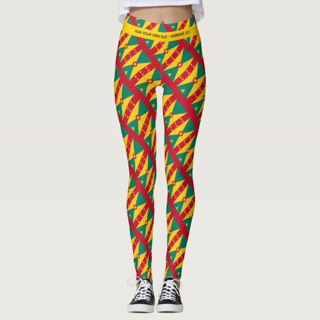 GRENADA Patriotic Scripture FÜHRT DEINE RACE Custo Leggings (Vorderseite)