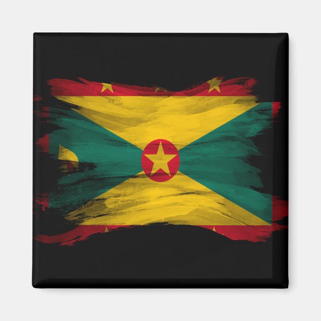 Grenada-Pinselstrich, nationale Flagge Magnet (Vorne)