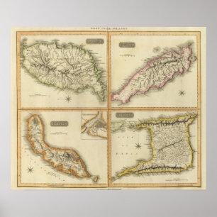 Grenada, Tobago, Trinidad, Curaçao Poster