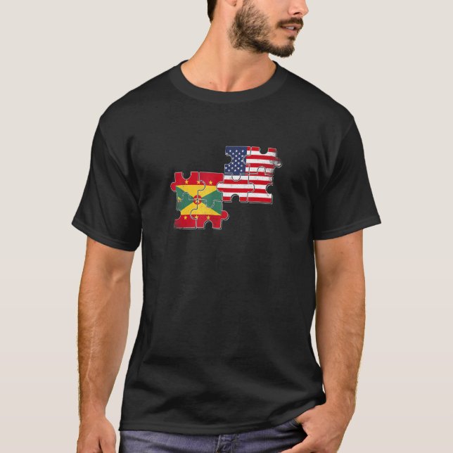 Grenada USA Grenadische Amerikanische Flagge T-Shirt (Vorderseite)