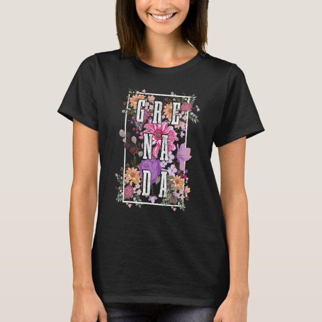 Grenada Vintage Blume T-Shirt (Vorderseite)