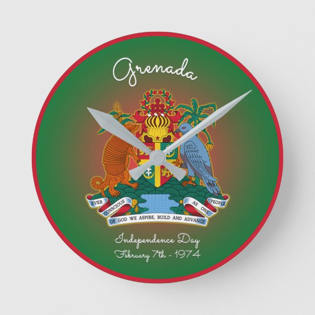 Grenada-Wappen Runde Wanduhr (Vorderseite)