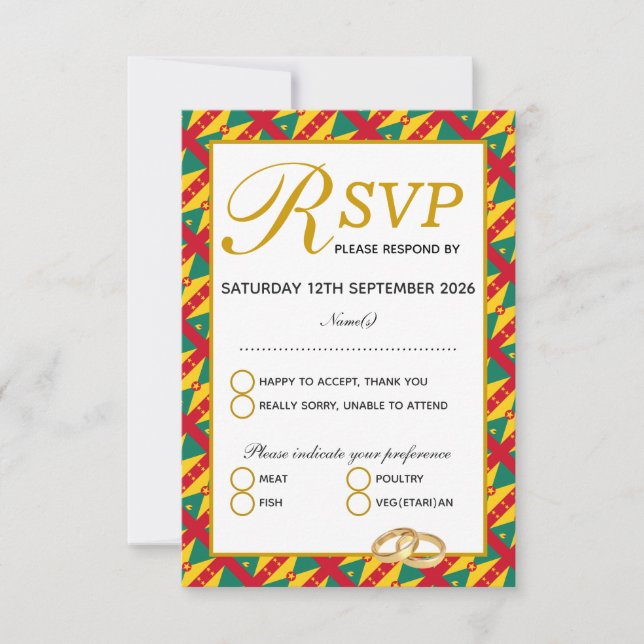GRENADA Wedding Celebration UAWG Response Card RSVP Karte (Vorderseite)