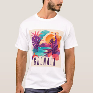 Grenada Zeitgenössisches karibisches Collage-T-Shi T-Shirt
