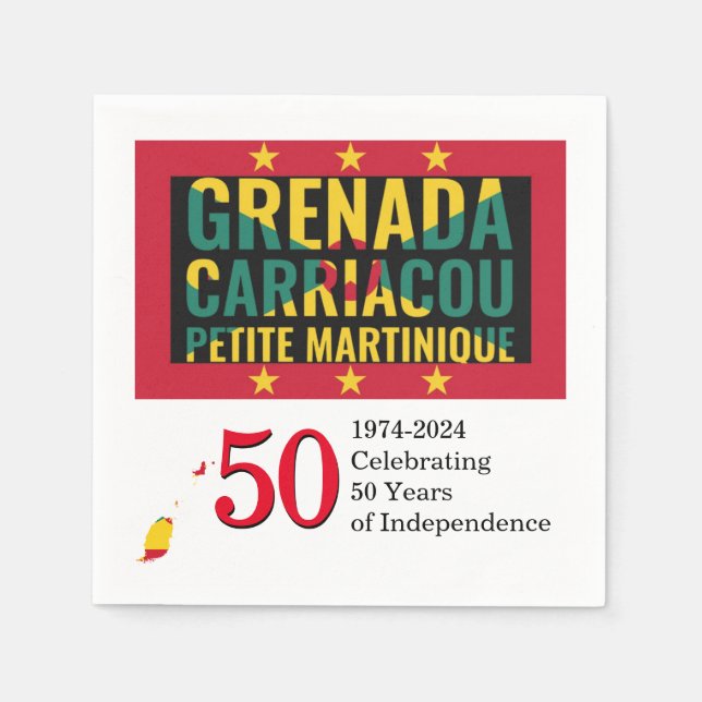 GRENADIAN 50-jähriges Unabhängigkeitspapier 2024 Serviette (Vorderseite)