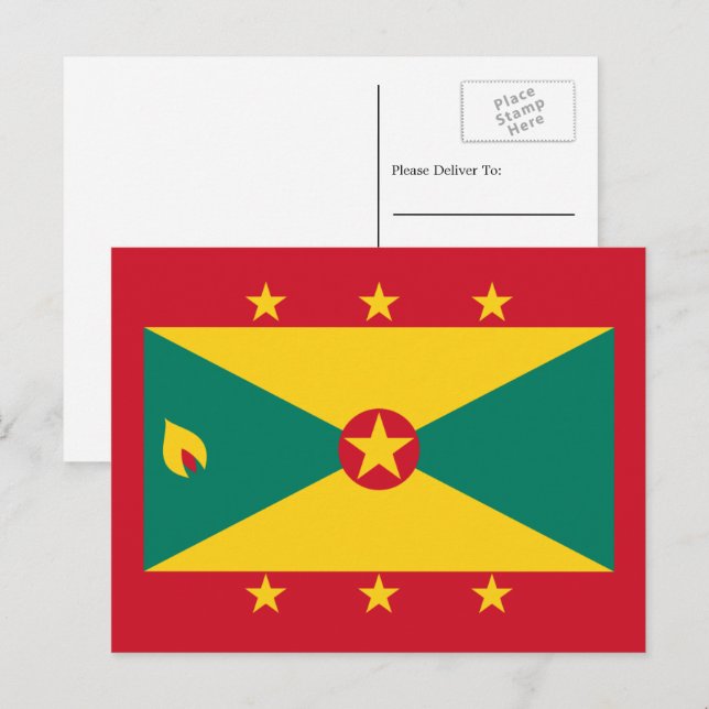 Grenadische Flagge, Flagge Grenadas Postkarte (Vorne/Hinten)