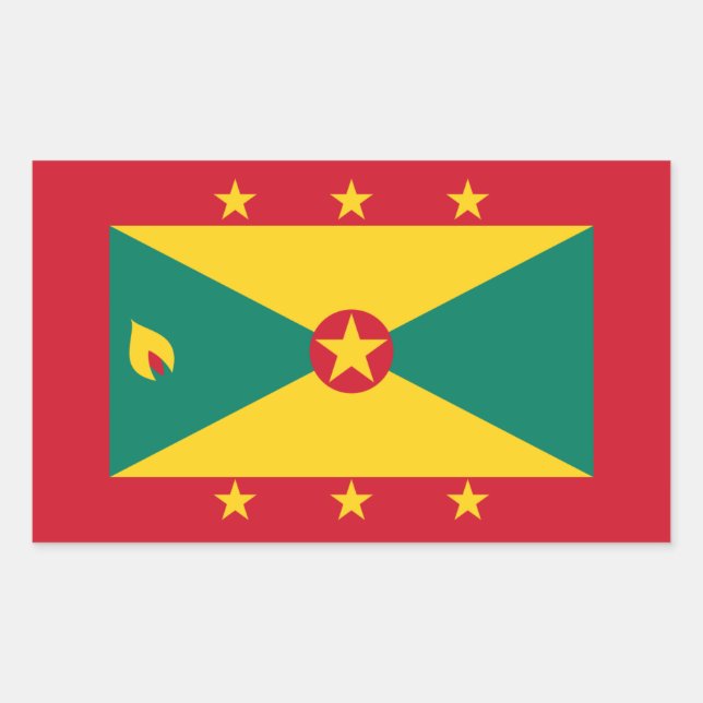 Grenadische Flagge, Flagge Grenadas Rechteckiger Aufkleber (Vorderseite)