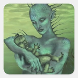 Grendel Mutter hält Grendel als Baby Quadratischer Aufkleber